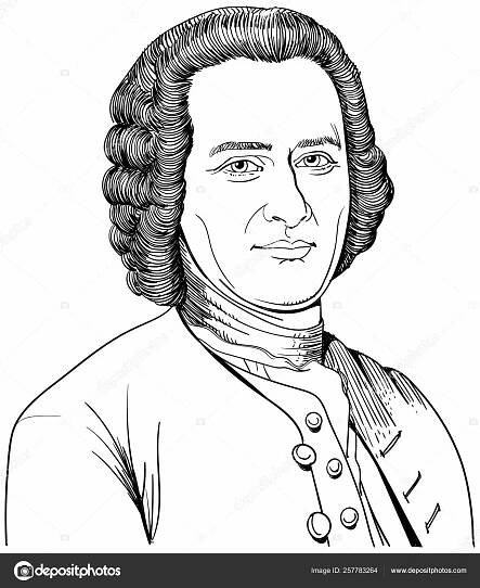 Stáhnout - Jean Jacques Rousseau, 1712-1778, byl filozof, spisovatel a skladatel, umělecký portrét, vektor — Ilustrace