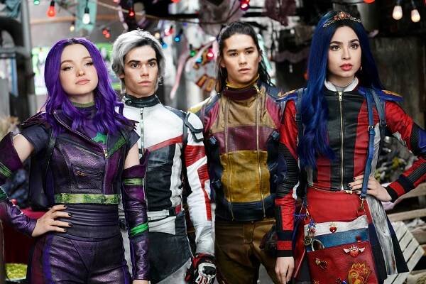 DESCENDANTS 3, from left: Dove Cameron, Cameron Boyce, Booboo Stewart, Sofia Carson, tv movie