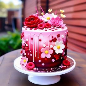 Narozeninové blahopřání, textová gratulace 25 let, přáníčko kulatiny, červenorůžový dort
