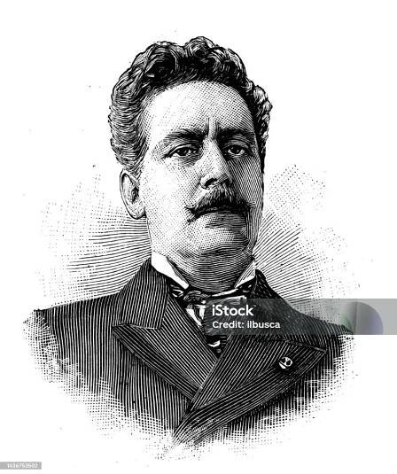 Starožitný obraz: Giacomo Puccini - Bez autorských poplatků Giacomo Puccini stock ilustrace