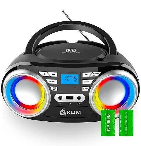 KLIM B3 Bombox CD/MP3 FM tuner BT Aux USB Disco Light vestavěný AKU EQ