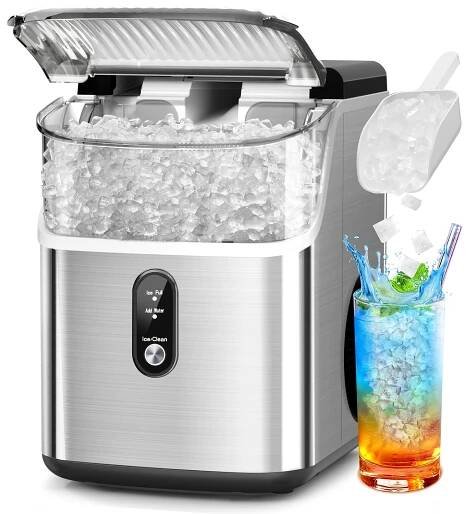 35lbs/Day * Ice Makers Or 26lbs/Day Bullet Ice, Pebble/Bullet Ice Maker Machine, * Operation, Self-Cleaning, Ice Basket And Scoop, Pellet