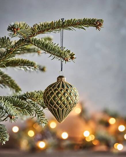 Skleněná vánoční ozdoba Hinda Green – set 4 ks