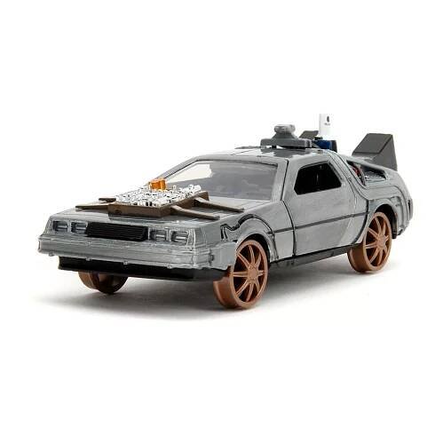 Back To The Future III Hollywood Rides Kov. Model 1/32 DeLorean Time Machine Railroad Wheels Jada Toys