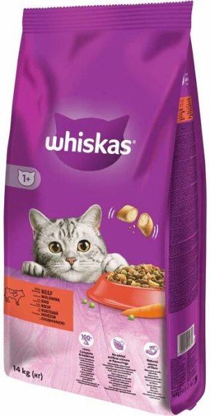 WHISKAS granule s hovězím masem 14 kg