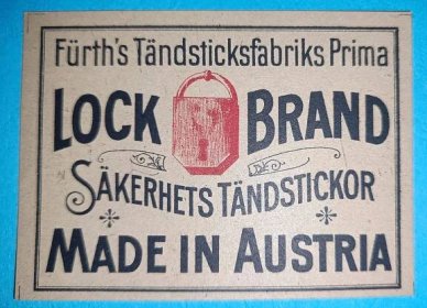 Made in Austria, Fürth's, zápalková nálepka - Sběratelství