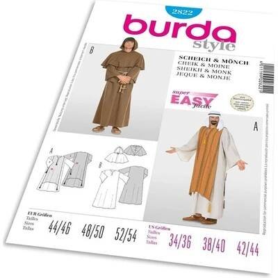 Střih Burda 2822 - Šejk, mnich, kaftan, kutna