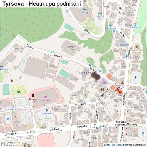 Mapa Tyršova - Firmy v ulici.