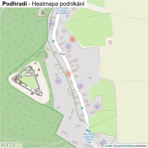 Mapa Podhradí - Firmy v části obce.