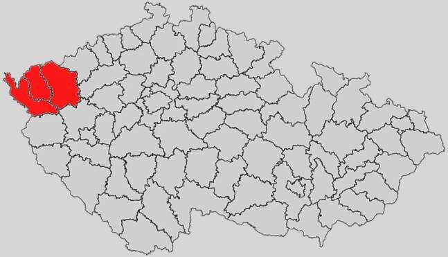 "Karlovarský region na mapce ČR"