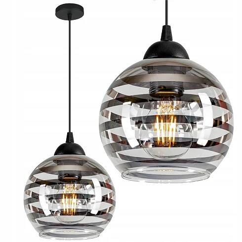 Závěsná LED stropní lampa Skleněná koule Lustr Stropní Svítidlo Černá do obývacího pokoje