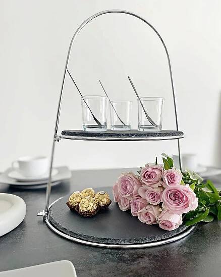 STOJAN NA CUPCAKY - barvy stříbra, Basics, kov/kámen (24/29/40cm) - Echtwerk