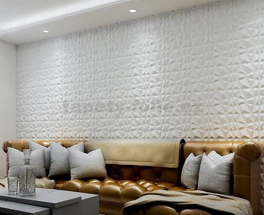Obkladové panely 3D PVC DIAMANT bílý rozměr 500 x 500 mm, tloušťka 1 mm - POSLEDNÍ KUSY | tapety-folie.cz