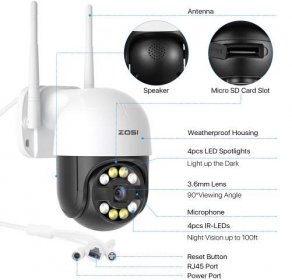 5MP HD wifi monitorovací kamera naklonění - Kamerový Svět