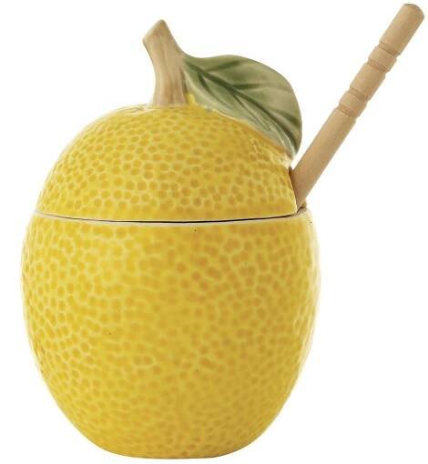 Keramická dóza na med s dřevěnou paličkou Lemon Jar