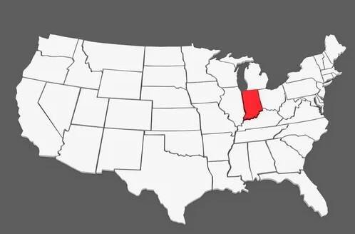 Trojrozměrná mapa indiana. Spojené státy americké. — Stock obrázek