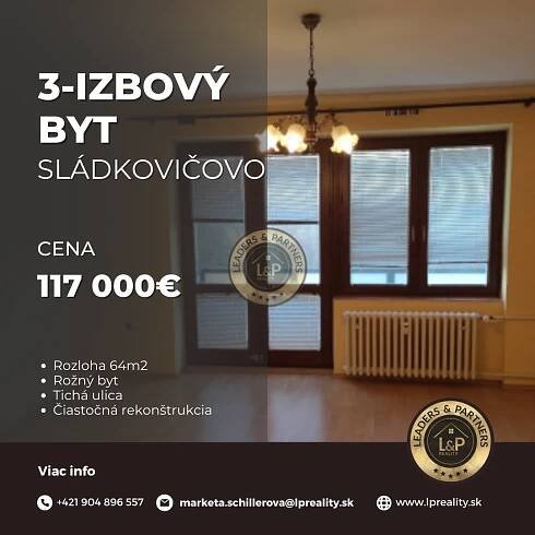 V ponuke na predaj 3-izbový byt v Sládkovičove | L&P reality