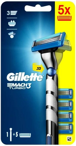 Gillette Mach3 Turbo 3D, + 5 hlavic + 5 hlavic od 640 Kč