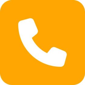 A white phone icon on an orange square representing a complaints procedure.