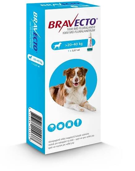 Bravecto L Dog 1000 mg roztok pro nakapání na kůži - spot-on pro velké psy (>20 - 40 kg) ⋆ CYMEDICA – partner pro veterinární profesionály