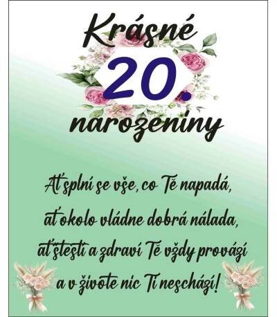 Papírové přání k 20 narozeninám - Krásné narozeniny