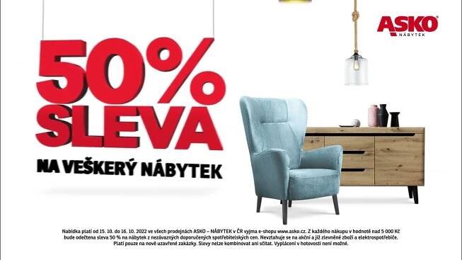 50% sleva na veškerý nábytek!