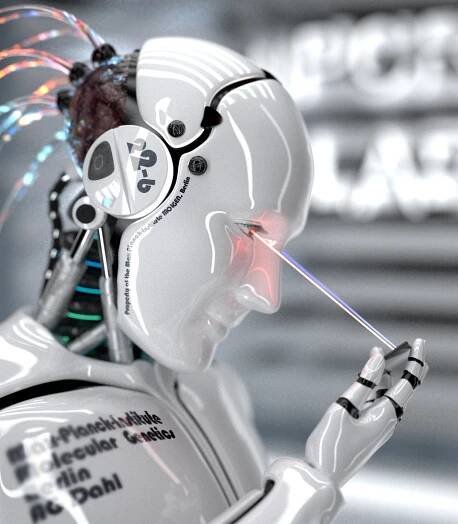A robot scanning a chip