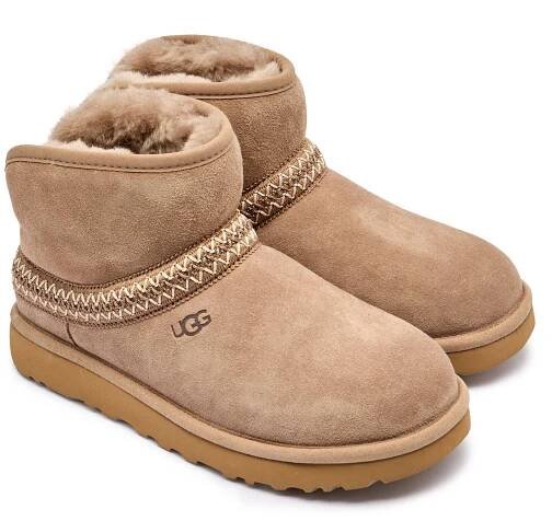 Kůžoné sněhule CLASSIC MINI CRESCENT UGG | Béžová s příměsí vlny 1158262
