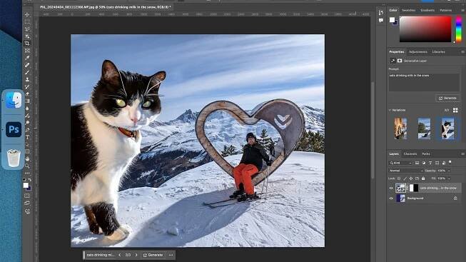 Adobe Photoshop ad - AI cat on a mountain