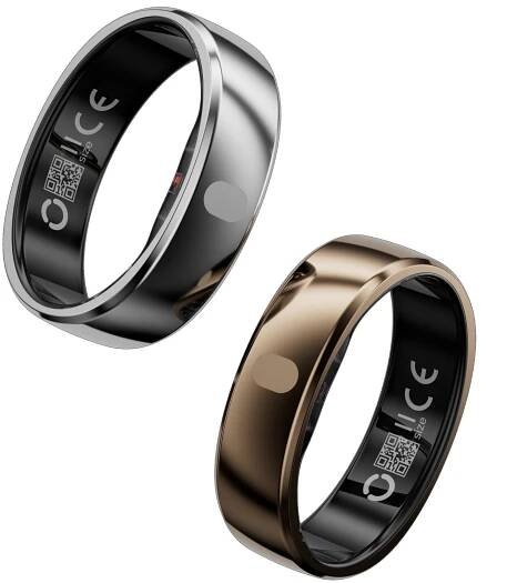 Silver and gold smart rings, sleep and health tracking wearables, sleep apnea detection and fitness monitoring.