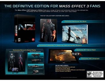 Mass Effect 3 – Sběratelská edice N7 potvrzena BioWare potvrdilo sběratelskou edici N7 pro Mass Effect 3. Ta zahrne exkluzivní bonusový obsah a odemykatelné předměty. 82