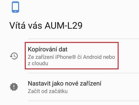 Kopírování dat z cloudu v android mobilu