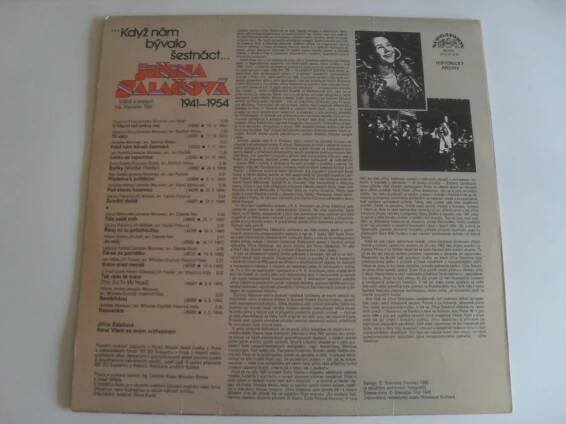 Jiřina Salačová - Když nám bývalo šestnáct.. LP zadní strana