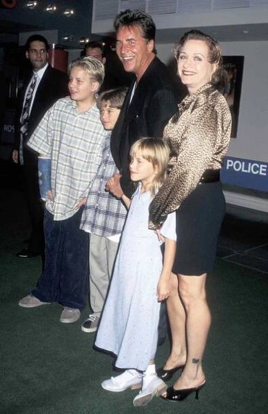 Jesse Johnson, Alexander Bauer, Don Johnson, Dakota Johnson, and Patti D'Arbanville 
