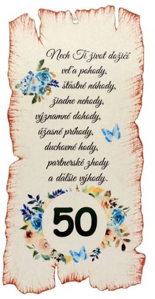 Tabuľka k narodeninám 50 - Darčeky pre každého