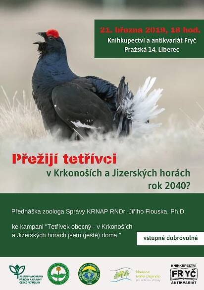 Pozvánka na přednášku „Přežijí tetřívci v Krkonoších a Jizerských horách rok 2040?“