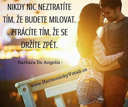 two people standing next to each other in front of a sunset with a quote from barbara de angelis