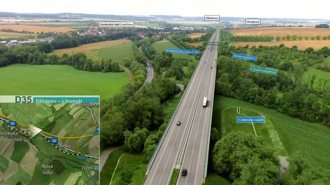 Vizualizace chystaných úseků dálnice D35