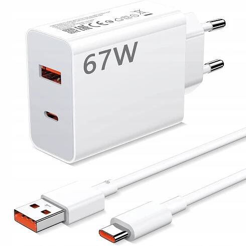 Nabíječka pro Xiaomi 67W Charging Combo Bílá USB-A + Type-C PD 3.0 1 m Kabel