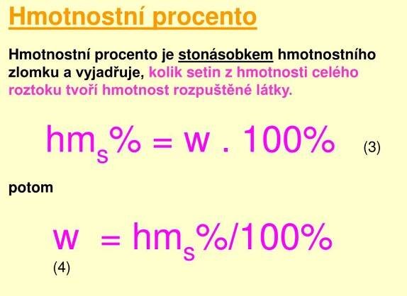 PPT - Sekunda Roztoky Hmotnostní zlomek hmotnostní procento Shrnutí základů a řešené příklady PowerPoint Presentation
