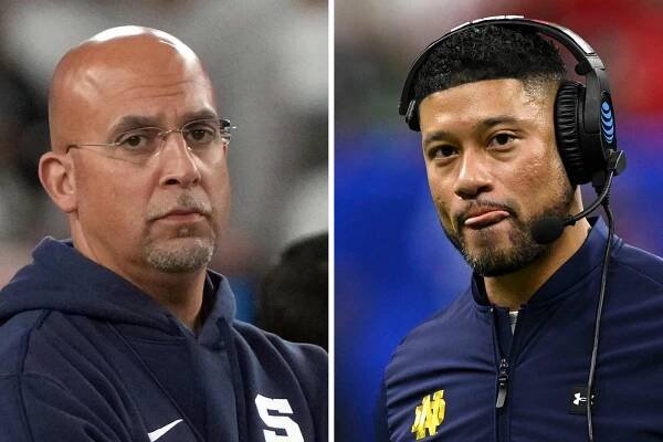 Penn State coach James Franklin and Notre Dame coach Marcus Freeman.