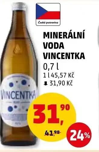 Penny Market MINERÁLNÍ VODA VINCENTKA 0,7L nabídka
