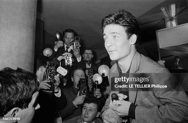 Brigitte Bardot And Jacques Charrier: The Birth Of Their Son Nicolas. Jacques CHARRIER fête la naissance de son fils Nicolas. Il reçoit journalistes...