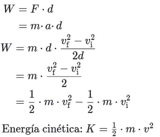 Fórmula energía cinética