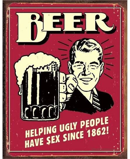 Beer Ugly People - plechová retro cedule 40x32 cm