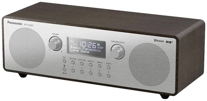Panasonic RF-D100BTEGT RF-D100BTEGT stolní rádio, FM, DAB+, AUX, Bluetooth, DAB+, FM, funkce alarmu, stříbrná, hnědá