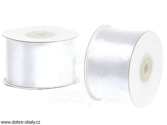 Saténová svatební stuha 5 cm x 25 m BÍLÁ 