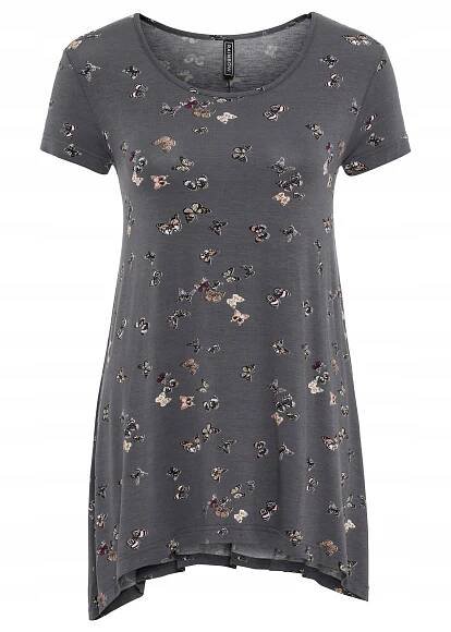 C0D114 ŠEDÉ TRIČKO S MOTÝLKY A KRÁTKÝM RUKÁVEM BONPRIX 4XL/5XL Další funkce potisk