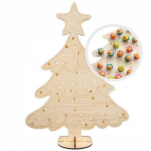 2 x ADVENTNÍ KALENDÁŘ na LÍZÁTKA Dřevěný vánoční stromek