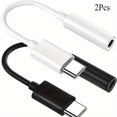 2pcs usb c to 3 5mm audio headphone jack adapter for iphone 16 16 pro 15 pro   usb c aux dongle cable cord compatible with samsung galaxy s24 ultra macbook ipad note type   0